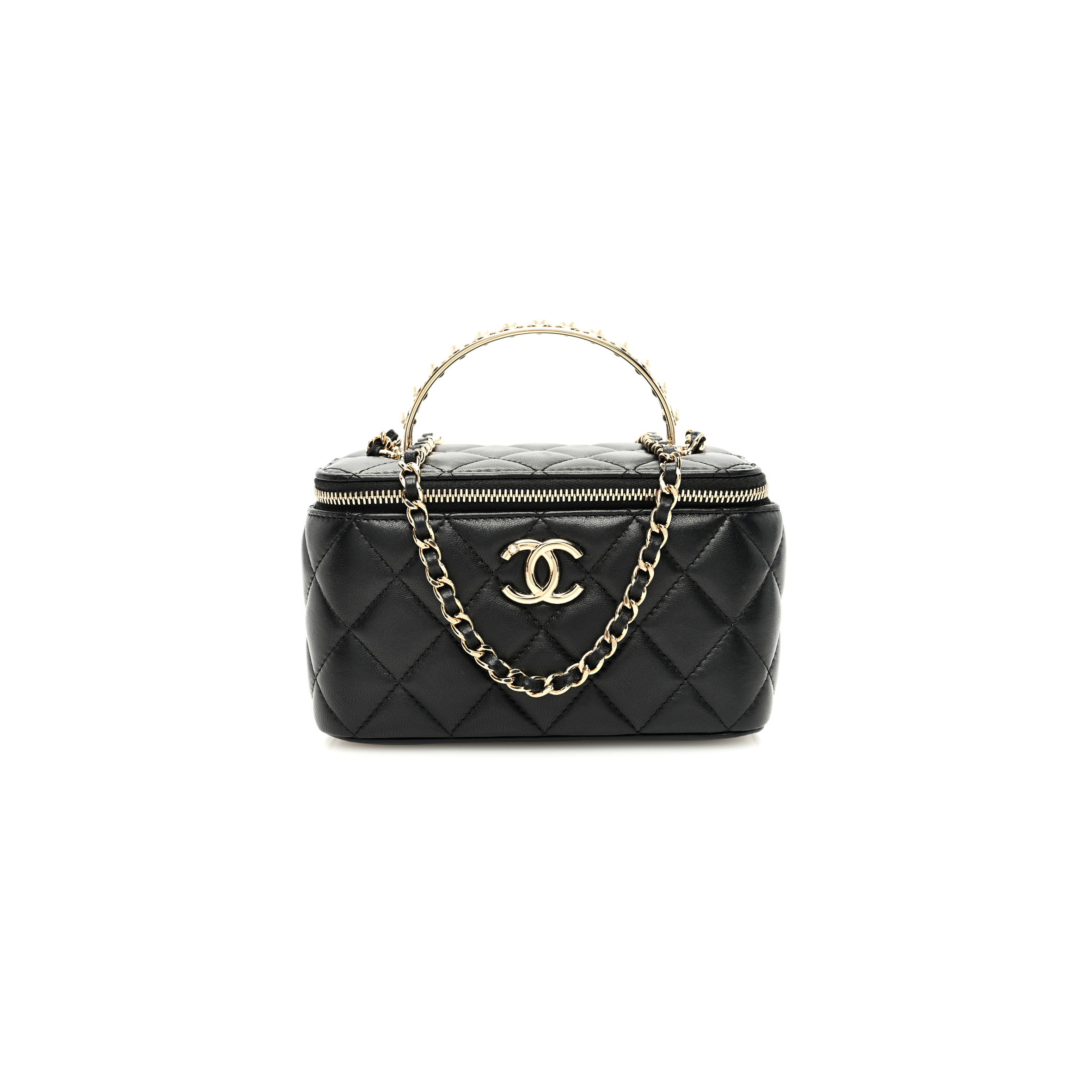 CHANEL MASTER SMALL PEARL TOP HANDLE VANITY CASE WITH CHAIN AP3956 (17*9.5*7.8cm)